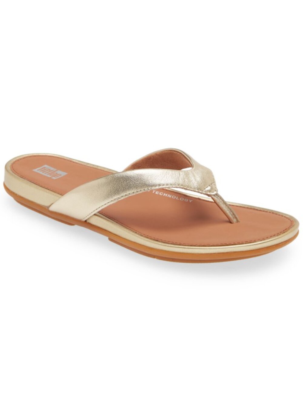 FitFlop GRACIE Gold Metallic Leather Flip-Flops (Brand New, In Box, Never Worn)